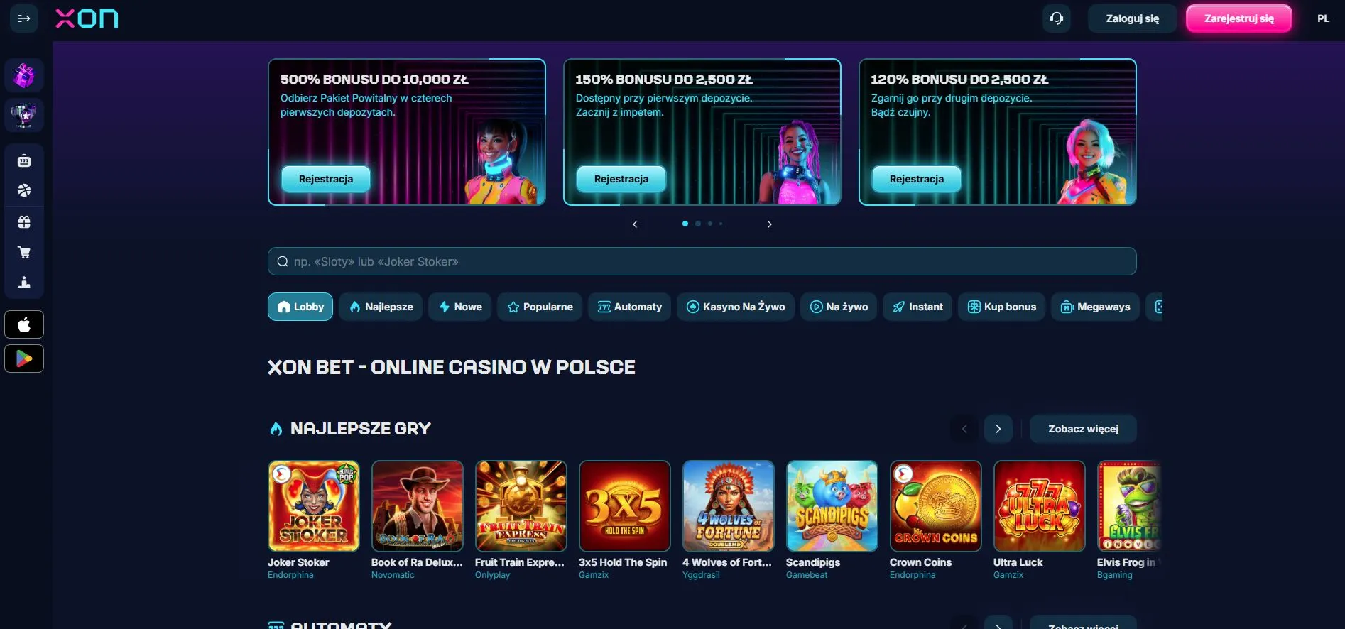 Xon.Bet – strona główna